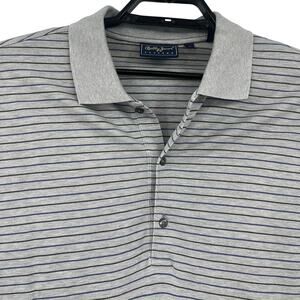 Bobby Jones Players Polo Mens Top Sz L Gray Stripe Preppy Golf Heritage Resort